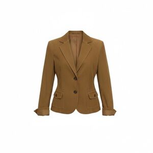 Proportion  Petite Light Brown Faux Suede Blazer, two front pockets,